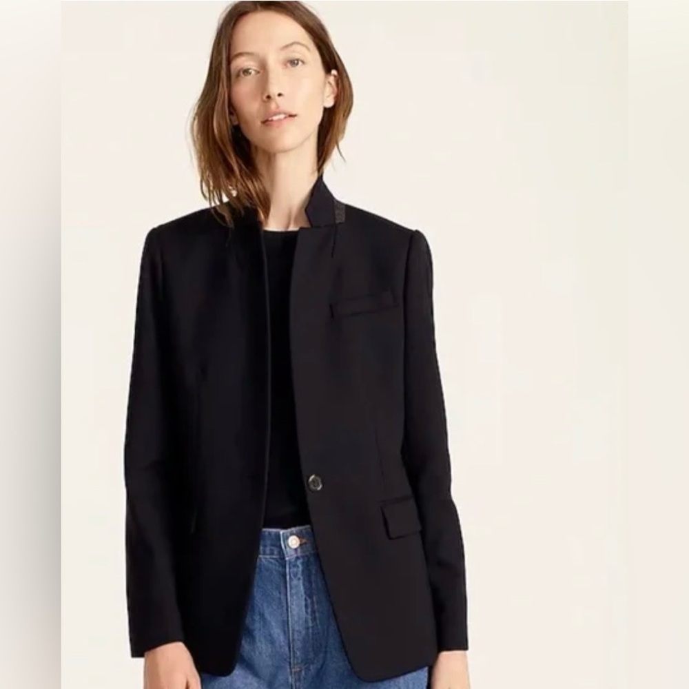 Jcrew Super 120s Regent Black Women's Single-Button Blazer Jacket